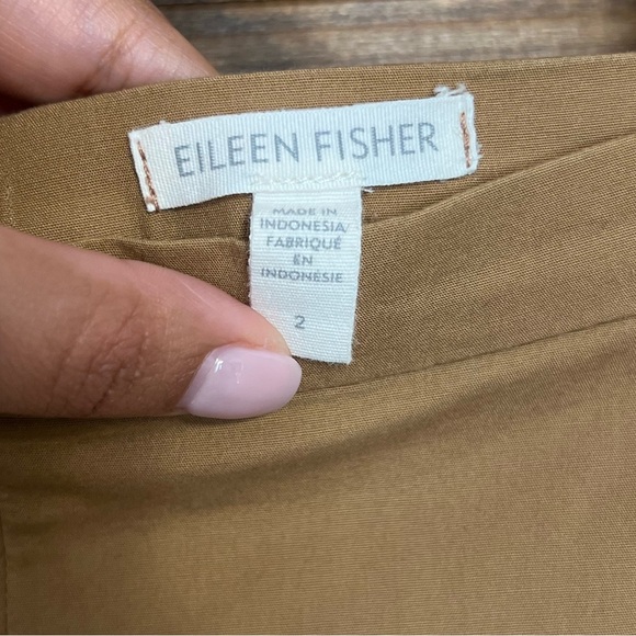 Eileen Fisher woman’s cotton  straight leg tan trousers size 2 - Picture 3 of 8